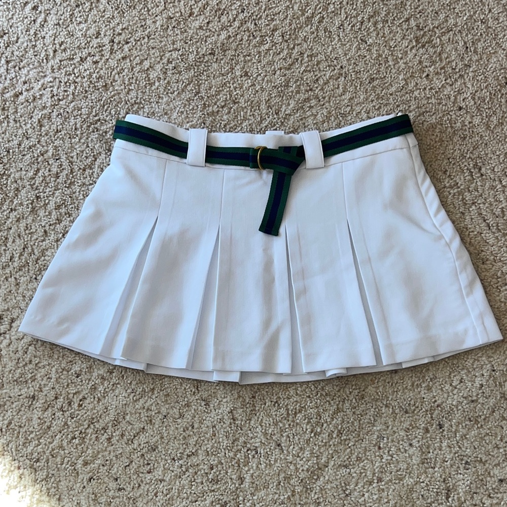 Abercrombie White Pleated Skort with Belt